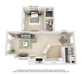  Floor Plan 1 Bed Large